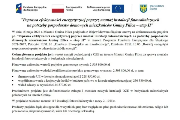 Pilica stawia na fotowoltaikę – 117 instalacji OZE dla mieszkańców