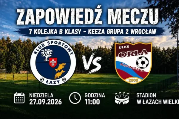 Zapowiedź meczu: Łazy Wielkie podejmą Orlę Korzeńsko w 7. kolejce B-klasy