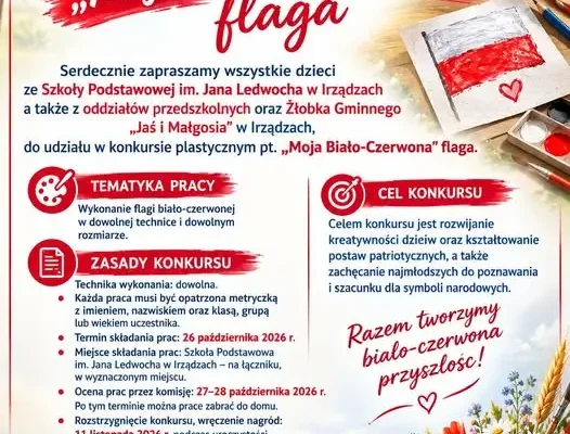 Konkurs plastyczny „Moja Biało-Czerwona” flaga dla dzieci z Gminy Irządze