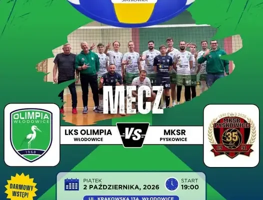 LKS Olimpia Włodowice zagra z MKSR Pyskowice w 2. kolejce 1. Ligi Śląskiej Siatkówki