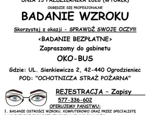 Bezpłatne badanie wzroku w Ogrodzieńcu – 13 października 2026