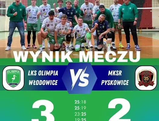 LKS Olimpia Włodowice wygrywa z MKSR Pyskowice 3:2 w emocjonującym meczu