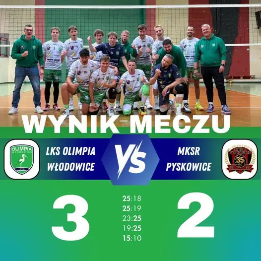Olimpia Włodowice wygrywa z Pyskowicami 3:2 w emocjonującym meczu