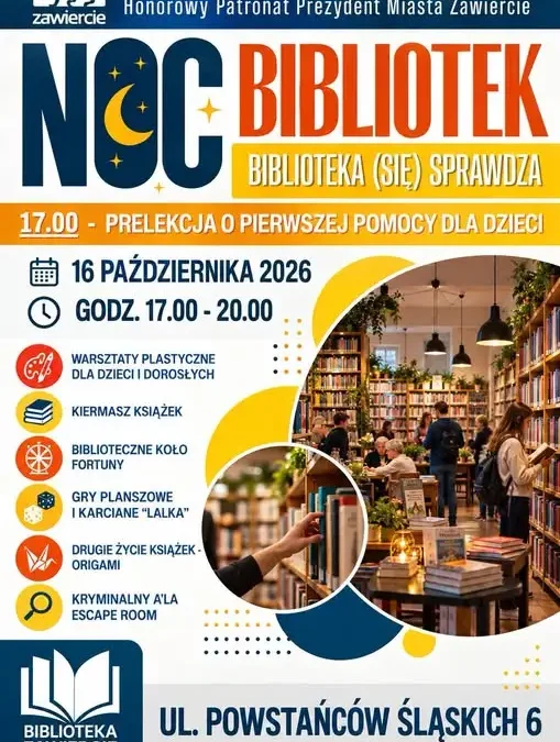 Noc Bibliotek w Zawierciu – sprawdź, co czeka na mieszkańców 16 października