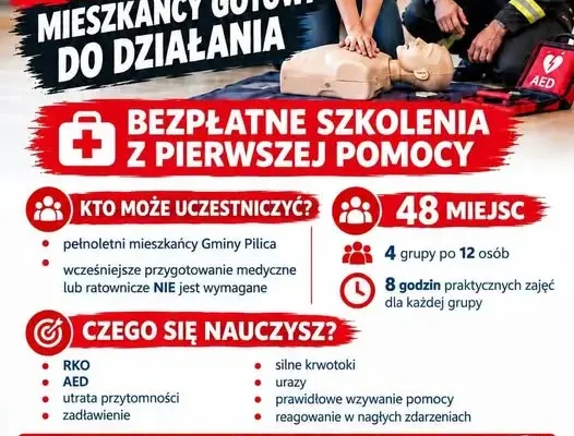 Bezpłatne szkolenie z pierwszej pomocy w Gminie Pilica – 48 miejsc dla mieszkańców