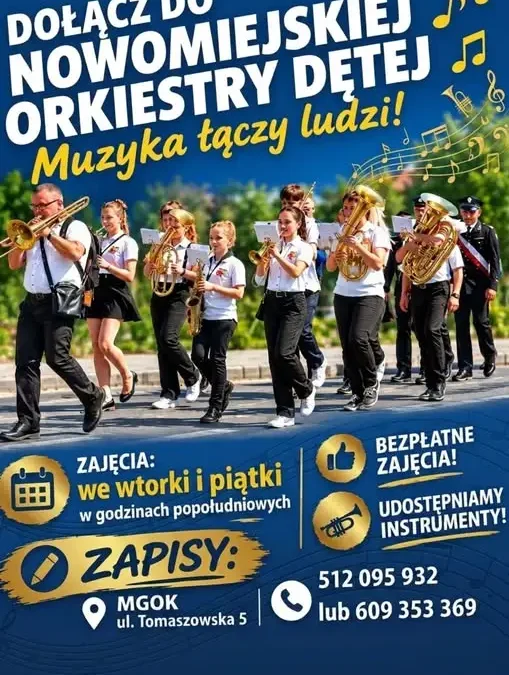 Nowomiejska Orkiestra Dęta zaprasza nowych muzyków – bezpłatne zajęcia i instrumenty