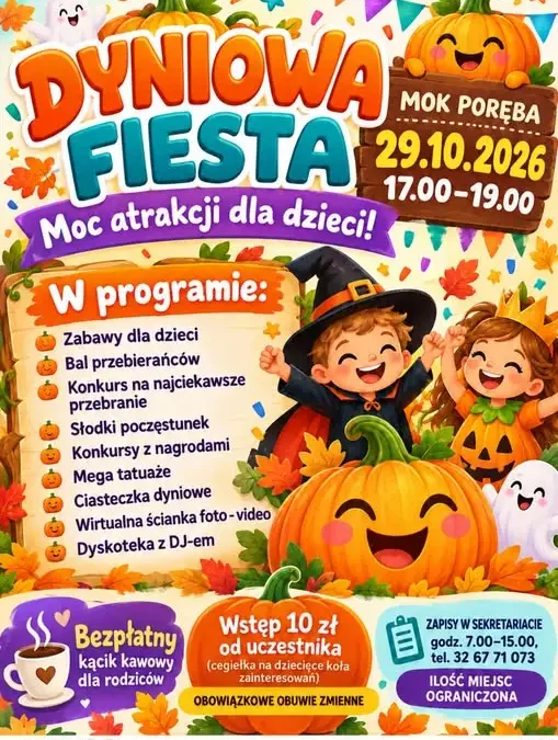 Dyniowa Fiesta w Porębie – jesienna zabawa dla najmłodszych już 29 października