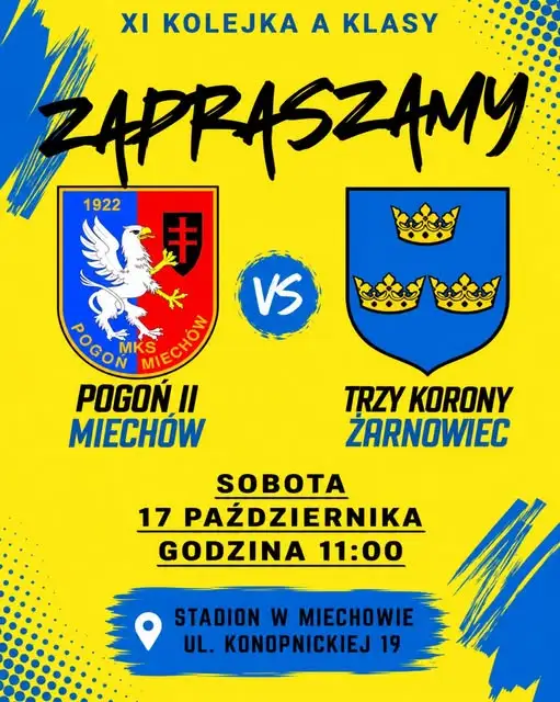 Pogoń Miechów zmierzy się z Trzy Korony Żarnowiec w meczu o sześć punktów