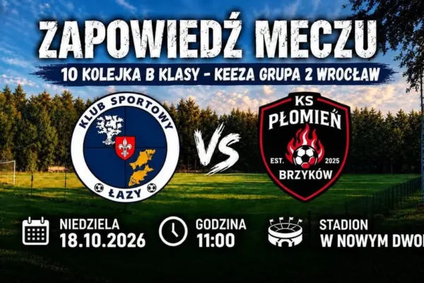Mecz wyjazdowy KS Płomień Brzyków w Nowym Dworze – 10. kolejka B klasy