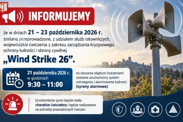 Ćwiczenia „Wind Strike 26” w powiecie zawierciańskim – zawyją syreny