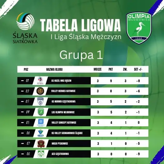 Włodowickie Bociany przed meczem z KS Volley Siemianowice – 4. miejsce w tabeli 1 Ligi Śląska