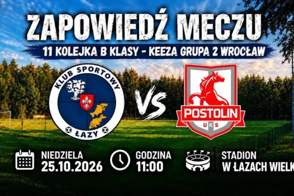 Derby w Łazach Wielkich: miejscowi podejmują UKS Postolin