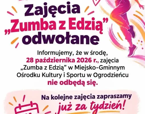 Zumba z Edzią w Ogrodzieńcu odwołana – 28 października 2026