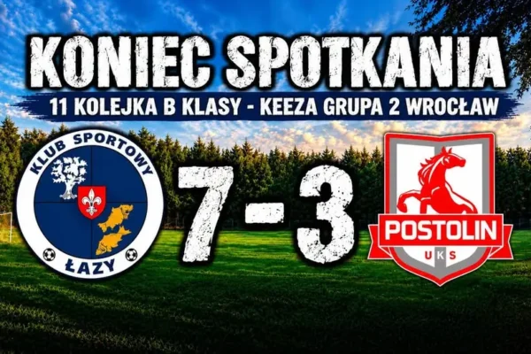 Derbowa wygrana Łaz 7:3 z UKS Postolin. Kulej strzelał jak natchniony