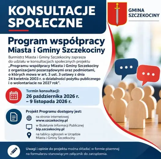 Szczekociny: konsultacje programu współpracy z NGO na 2027 rok